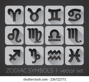 Zodiac icons - vector symbols (horoscope, astrological) - flat design