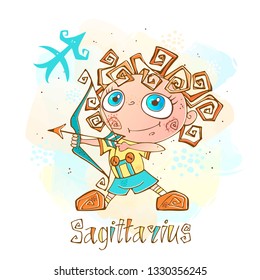 Zodiac for kids. Sagittarius. Cute style. Vector. 