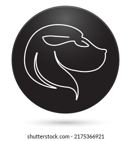 Zodiac leo icon, black circle button with gradient. Vector illustration.