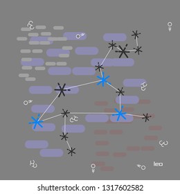 Zodiac leo star constellation line art background. Can be used for fluent design poster, cover, flyer