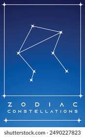 Zodiac libra constellation card. Zodiacal mystic astrology vector symbols with stars on blue background
