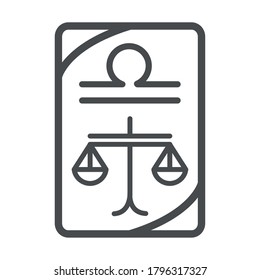 zodiac libra esoteric tarot prediction card line style icon vector illustration
