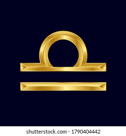 Zodiac libra sign/symbol, metal golden texture, vector illustration
