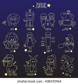 zodiac line sign symbol cartoon illustration