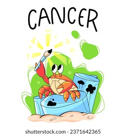 Zodiac logo cancer illustration,For wall decorations, t-shirt screen printing, application cards and so on. 