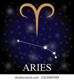 The zodiac with names, symbols and images of ARIES