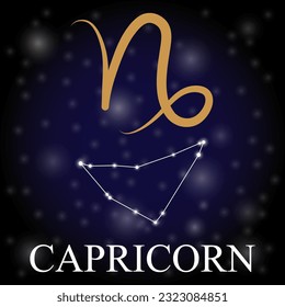 The zodiac with names, symbols and images of CAPRICORN