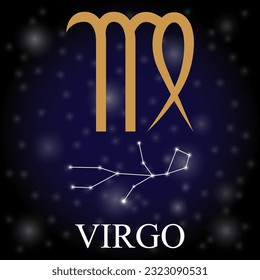 The zodiac with names, symbols and images of VIRGO