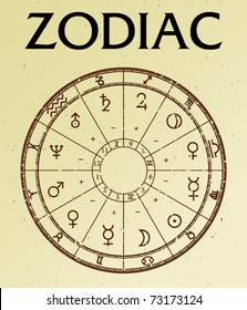 Zodiac on old paper