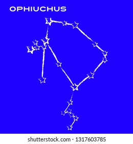 Zodiac ophiuchus star constellation line art background. Can be used for fluent design poster, cover, flyer