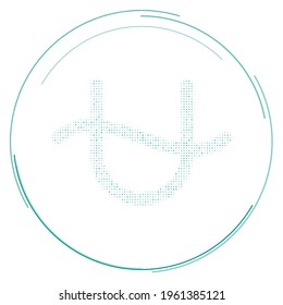 The zodiac ophiuchus symbol filled with teal dots. Pointillism style. Vector illustration on white background