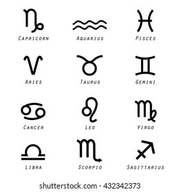 Zodiac outline stylized sign Horoscope icon Logo Vector design