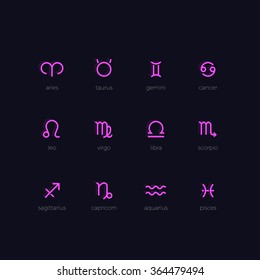 Zodiac outline stylized signs. Vector design template. Horoscope icons. Zodiac icons. Zodiac line art. Zodiac vector. Zodiac best icons. Zodiac logo. Horoscope icons. Horoscope vector. Horoscope logo.