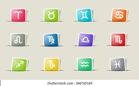 Zodiac paper icons for web