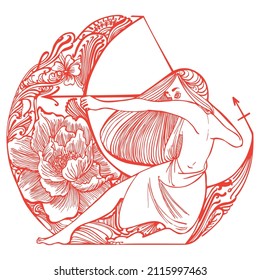 Zodiac in pattern with flower