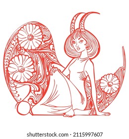 Zodiac in pattern with flower
