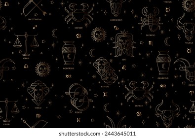 Zodiac pattern illustration in vector. Horoscope background.