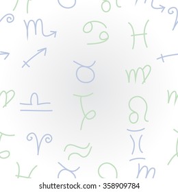 Zodiac  pattern, sign , doodles, hole,taurus,capricorn,virgo,pisces, cancer,scorpio,libra, gemini,aquarius, lion,aries,sagittarius. Hand drawn.