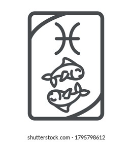 zodiac pisces esoteric tarot prediction card line style icon vector illustration