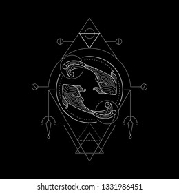 Zodiac Pisces geometric Style for merchandise or apparel design