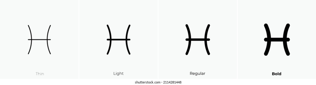 zodiac pisces icon. Thin, Light Regular And Bold style design isolated on white background