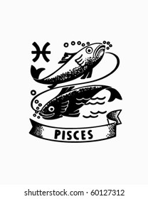 Zodiac - Pisces - Retro Clip Art
