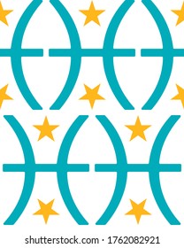 Zodiac, Pisces sign made as a vector pattern. Horoscope.