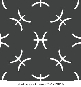 Zodiac Pisces symbol repeated on grey background