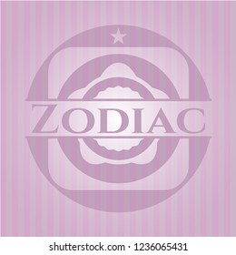 Zodiac retro style pink emblem