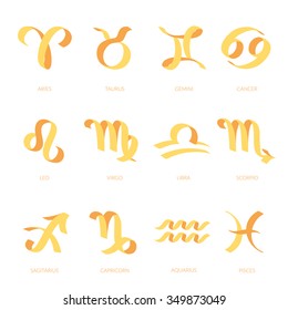 Zodiac ribbon signs set