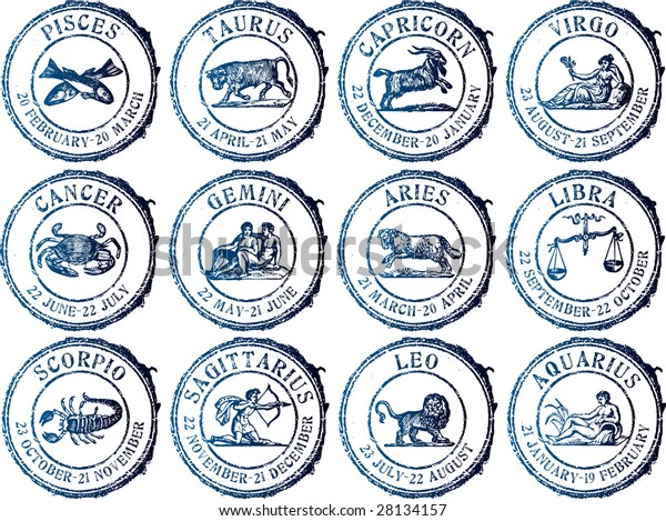 zodiac glyphs rubber stamps