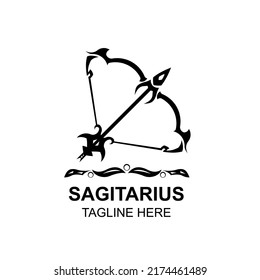 Zodiac sagitarius horoscope astrology logo vector in black and white silhouette modern design. Elegant symbol and aesthetic icon template. aesthetic icon template.