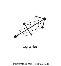 Zodiac sagitarius signs isolated on white background. Star signs for astrology horoscope. Zodiac line stylized symbols. Astrological calendar collection, horoscope constellation vector illustration