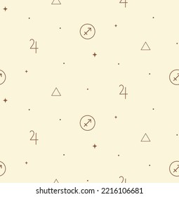 Zodiac Sagittarius Background Seamless Pattern. Mystic Spiritual Astrology Signs.
