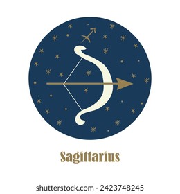 Zodiac sagittarius girl horoscope sign. Vector illustration. 