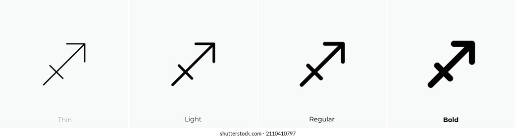 zodiac sagittarius icon. Thin, Light Regular And Bold style design isolated on white background