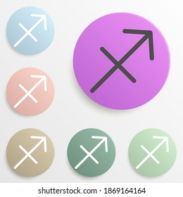 Zodiac Sagittarius Jupiter badge color set. Simple glyph, flat vector of web icons for ui and ux, website or mobile application