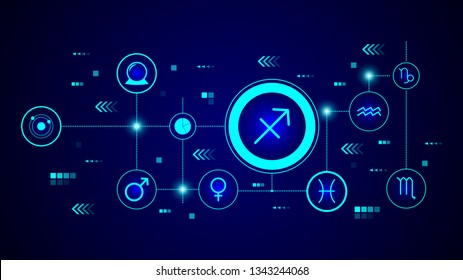 Zodiac Sagittarius Jupiter icon. From Web set