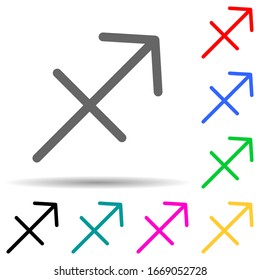 Zodiac Sagittarius Jupiter multi color style icon. Simple thin line, outline vector of web icons for ui and ux, website or mobile application