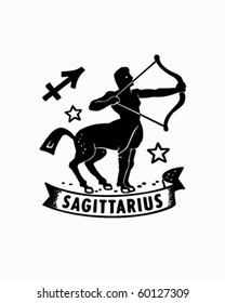 Zodiac - Sagittarius - Retro Clip Art