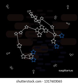 Zodiac sagittarius star constellation line art background. Can be used for fluent design poster, cover, flyer