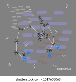 Zodiac sagittarius star constellation line art background. Can be used for fluent design poster, cover, flyer
