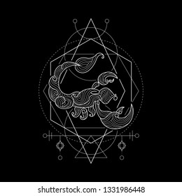 Zodiac Scorpio geometric Style for merchandise or apparel design