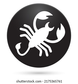 Zodiac Scorpio Icon, Black Circle Button With Gradient. Vector Illustration.