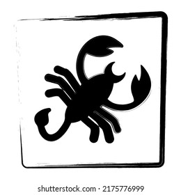 Zodiac Scorpio Icon. Brush Frame. Vector Illustration.