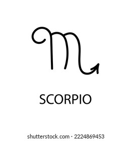 Zodiac Scorpio Sign in linear style isolated. Scorpio zodiac symbol in minimal style. vector illustration 