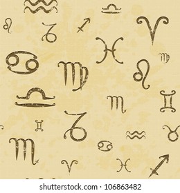 Zodiac seamless in grunge style