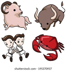Zodiac set 1 Aries Taurus Gemini Cancer