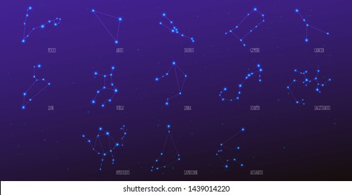 zodiac set constellation star cosmos