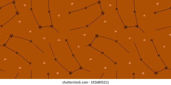 Zodiac sigh Gemini. Seamless vector pattern. Astrology illustration. Scandinavian boho background.